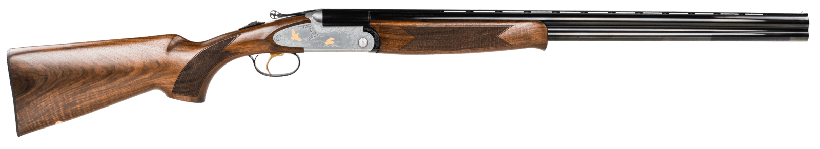 F.A.I.R. FRS6922028 SLX 692 Gold Full Size 20 Gauge Break Open 3" 2rd 28" Blued Over/Under Vent Rib Barrel, Silver Stainless Steel w/Gold Engraved Receiver, Fixed Walnut Stock, Right Hand