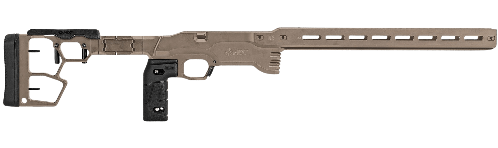 Mdt Sporting Goods Inc 116079FDE ACC Premier Gen2 Chassis Cerakote FDE Aluminum Fits Ruger American Rimfire 34.40" OAL