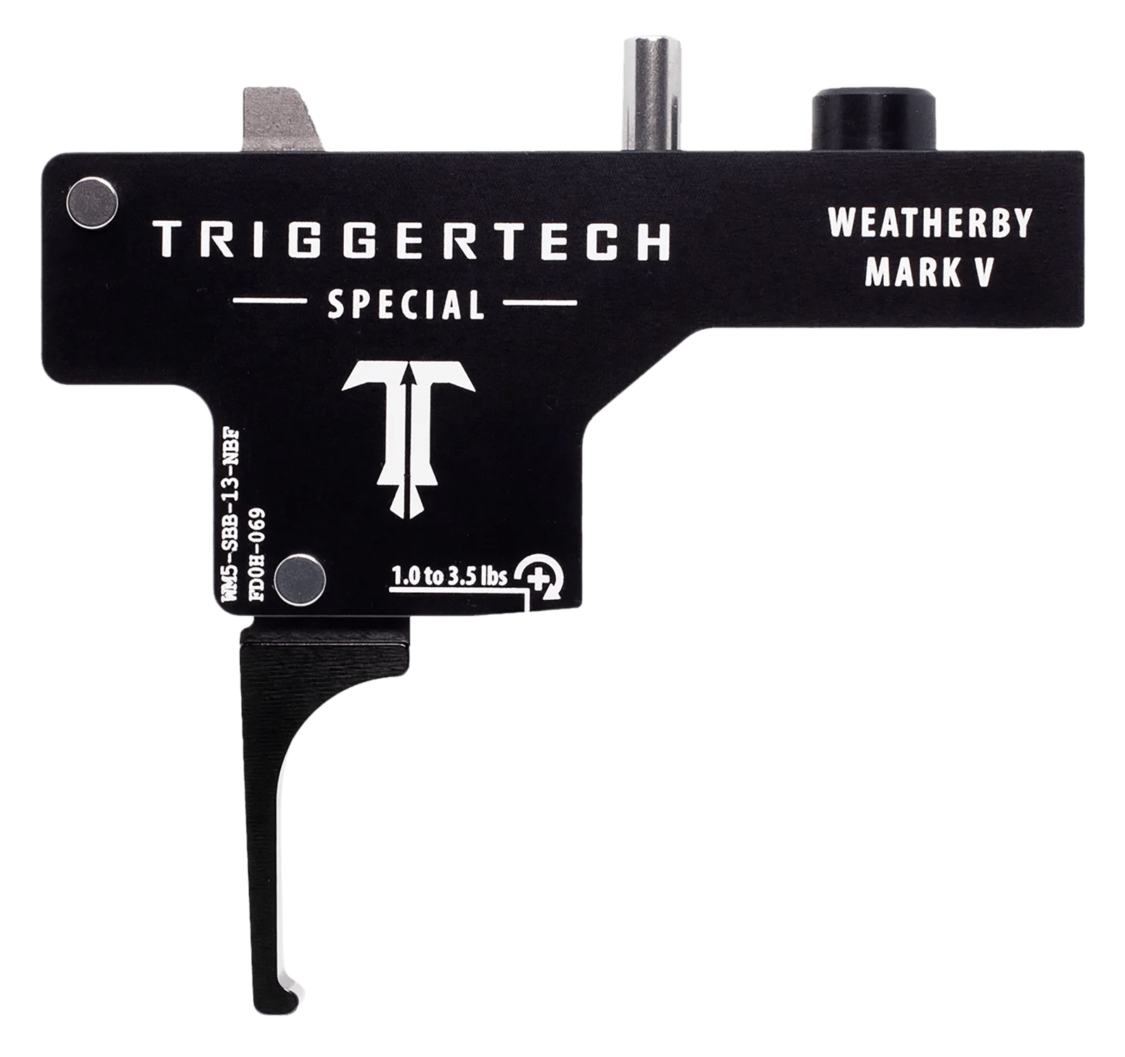 TriggerTech WM5SBB13NBF Special  Single-Stage Flat Trigger with 1-3.50 lbs Draw Weight & Black PVD Finish for Weatherby Mark V