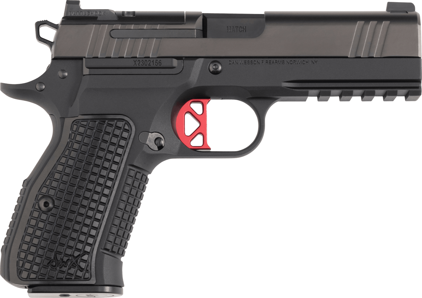 Dan Wesson 92113 DWX  Compact Frame 9mm Luger 10+1 4.95" Black Match Grade Barrel, Black DLC Optics Ready/Serrated Steel Slide, Black Aluminum Frame w/Beavertail Black Textured Aluminum Grip