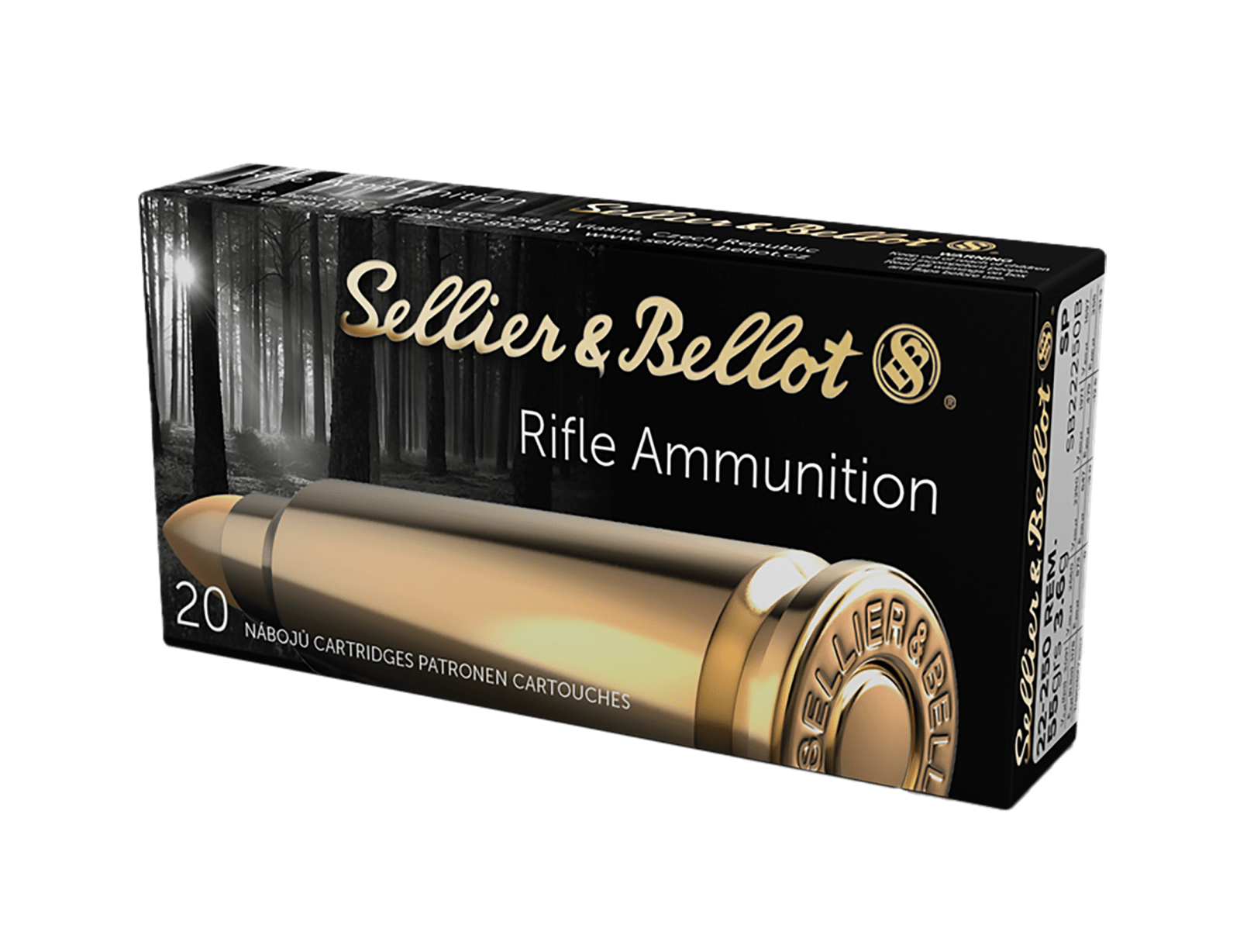 Sellier & Bellot SB22250B Rifle  22-250Rem 55gr Soft Point 20 Per Box/25 Case