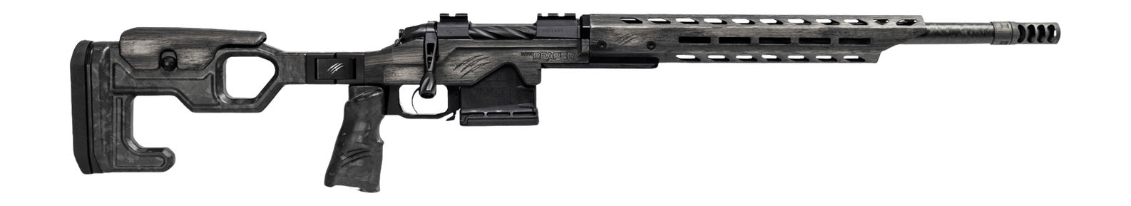 Fierce Firearms REPMT65PRC20DG Reaper MTN 2.0 6.5 PRC 3+1 20" Carbon Fiber Match Grade Threaded Barrel, Distressed Gray Cerakote Titanium Drilled & Tapped Receiver, M-LOK Handguard, Magnesium Folding