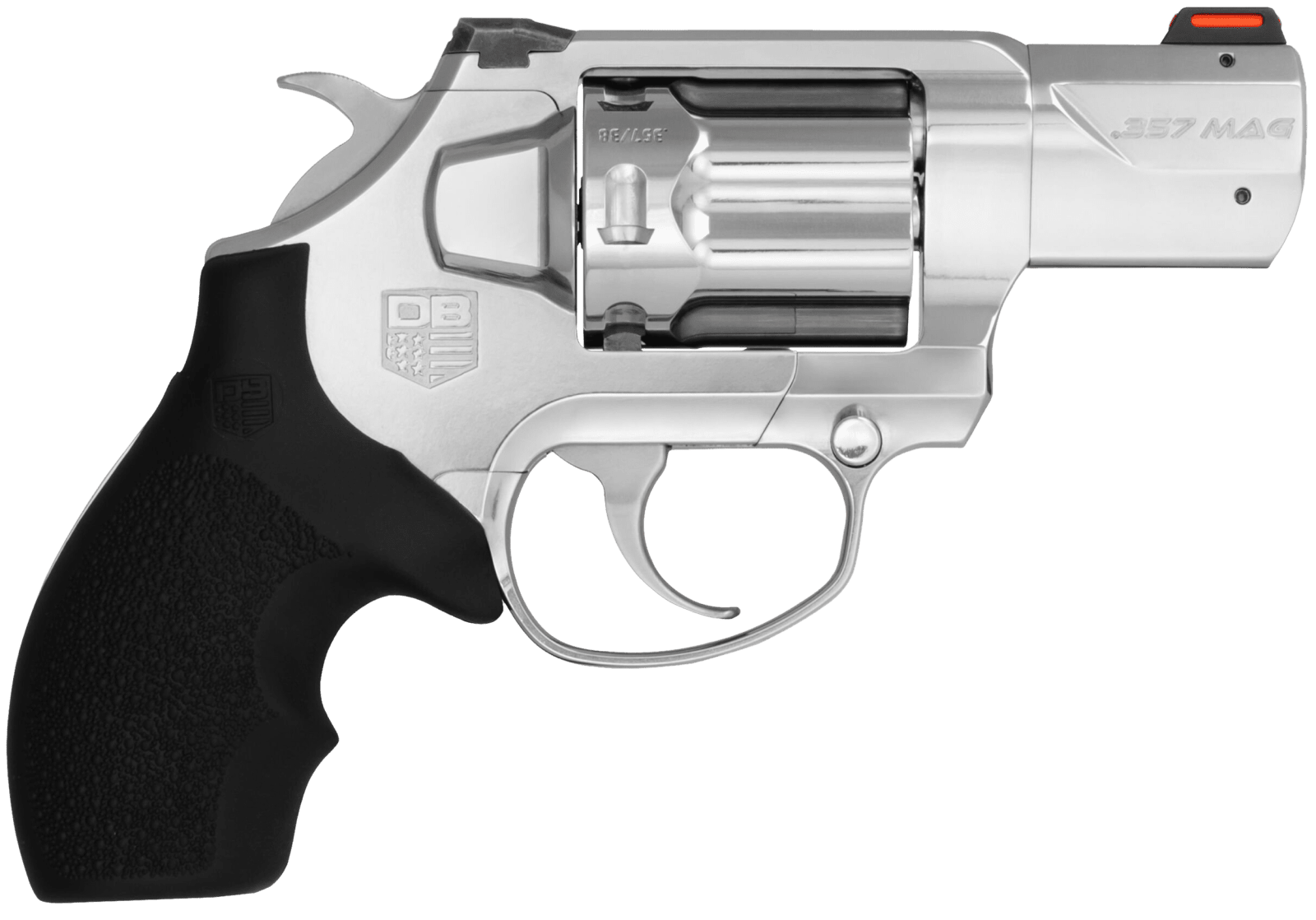 Diamondback DB0700S701 SDR  357 Mag 6rd 2" Polished Stainless Steel Target Crown Barrel, Polished Stainless Steel Cylinder, Stainless Steel Frame, Black Rubber Grip
