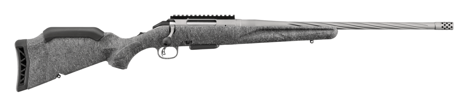 Ruger 46991 American II  350 Legend 5+1 20" Gun Metal Gray Cerakote Spiral Threaded Barrel, Gun Metal Gray Cerakote Alloy Steel Drilled & Tapped Receiver, Gray Splatter Adj LOP Synthetic Stock