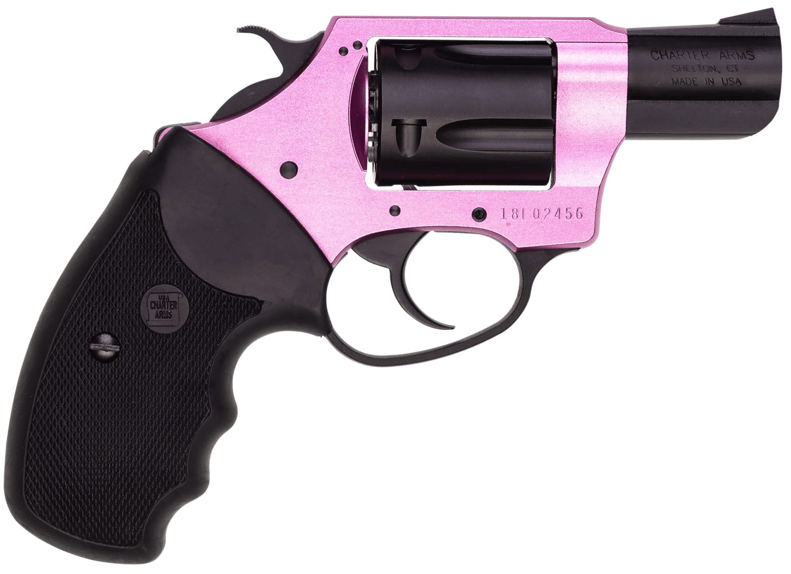 Charter Arms 53835 Pink Lady 38 Special 5rd 2" Black Steel Barrel, Black Cylinder, Black/Pink Aluminum Frame, Black Rubber Grip, Exposed Hammer