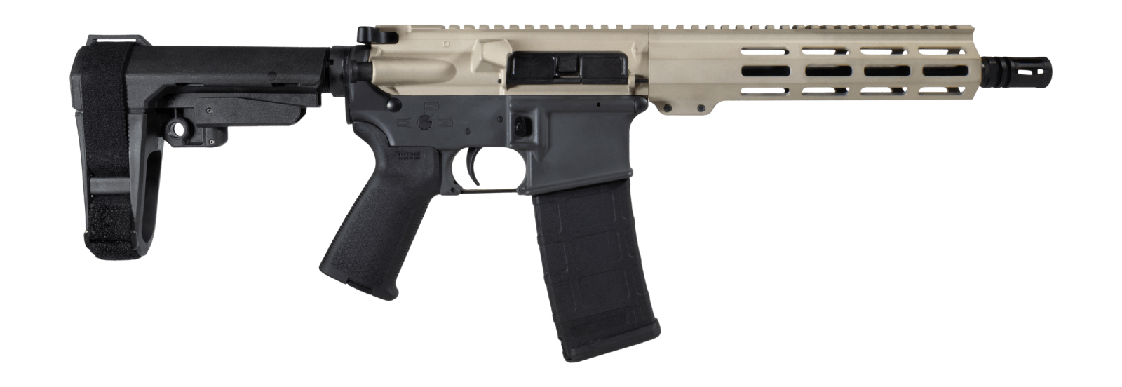 Shark Coast Tactical SCC07169FCAT-P Fisher Cat 5.56 NATO 30+1 Black Nitride Threaded Barrel, Aluminum Receiver w/Picatinny Rail, M-LOK Handguard, Polymer SB Tactical SBA3 Brace, Magpul MOE Grip, Right