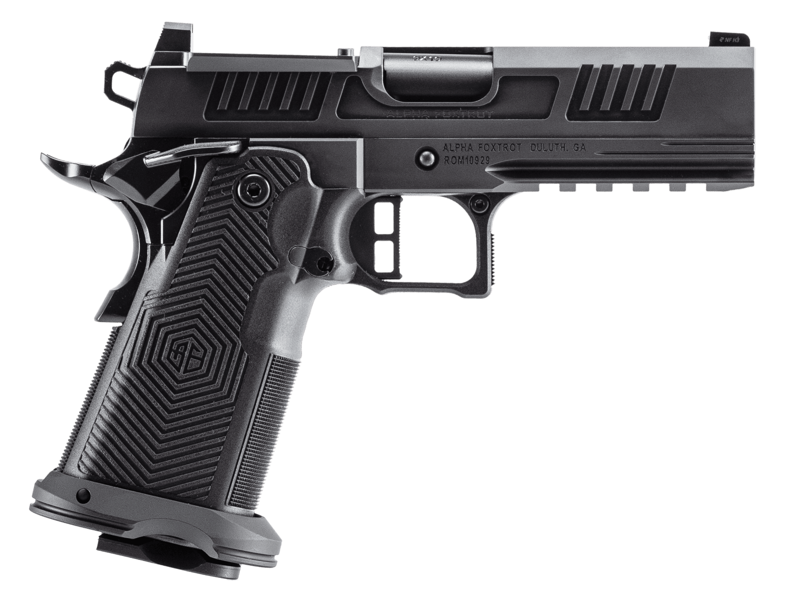 Alpha Foxtrot AA39X4CID-XDBK13 AF1911 Romulus 45 ACP 13+1 4.25" Black DLC Stainless Steel Bull Barrel, Optic Ready/Serrated Slide & Frame w/Beavertail & Picatinny Rail, RMR/RMSc Footprint