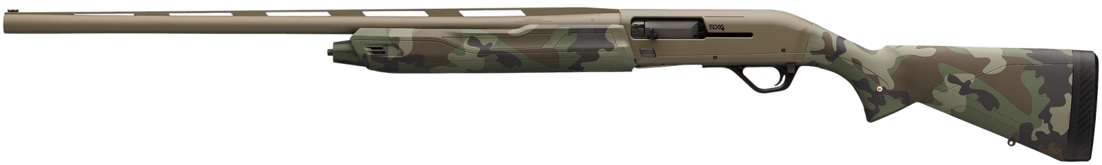 Winchester Repeating Arms 511313291 SX4 Hybrid Hunter 12 Gauge 3.5" Chamber 4+1 2.75" 26", FDE Cerakote Rec/Barrel, Woodland Camo Furniture, Fiber Optic Front Sight Left Hand