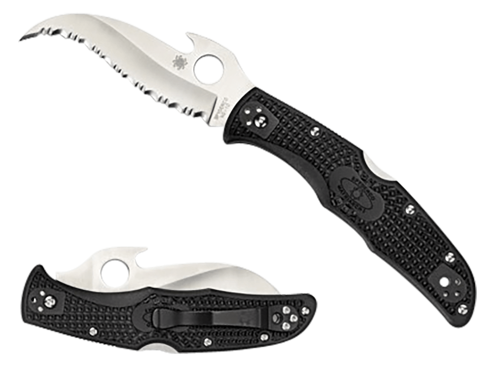Spyderco C12SBK2W Matriarch 2 3.57" Folding Reverse S Serrated Satin VG-10 SS Blade/Black Bi-Directional Texturing FRN Handle Includes Pocket Clip