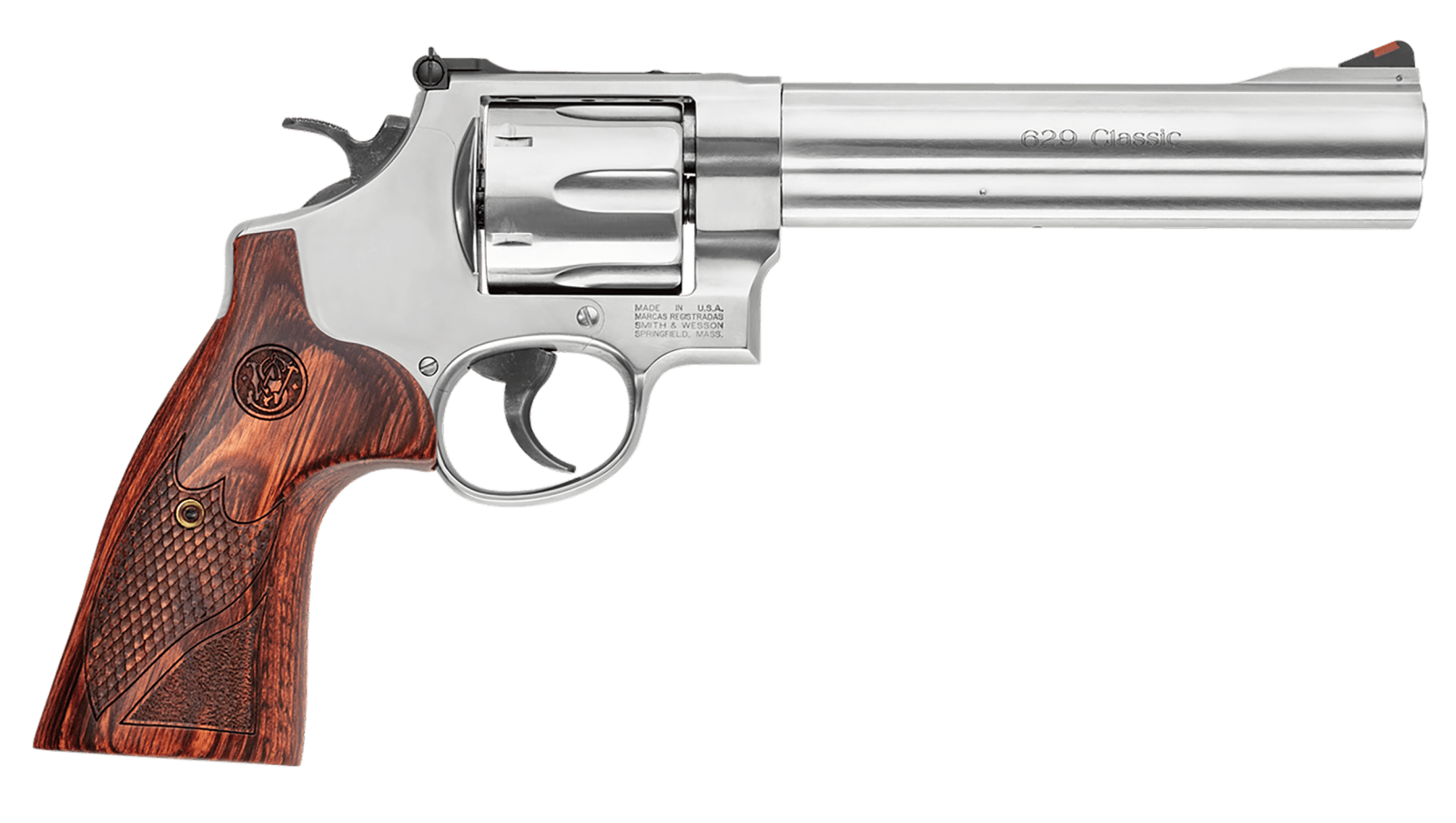 Smith & Wesson 150714 Model 629 Deluxe 44 Rem Mag or 44 S&W Spl Stainless Steel 6.50" Barrel & 6rd Cylinder, Satin Stainless Steel N-Frame, Textured Wood Grip