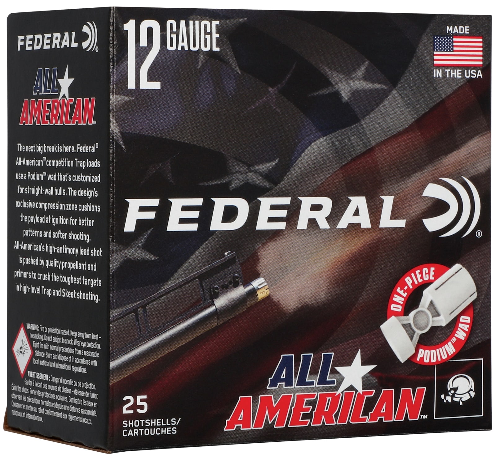 Federal FAA12L18 All-American  12Gauge 2.75" 1oz 8Shot 25 Per Box/10 Case