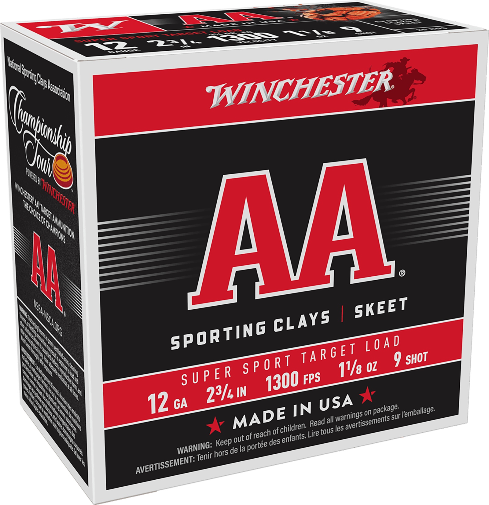 Winchester Ammo AASC129 AA Super Sport Sporting Clay 12Gauge 2.75" 1 1/8oz 9Shot 25 Per Box/10 Case