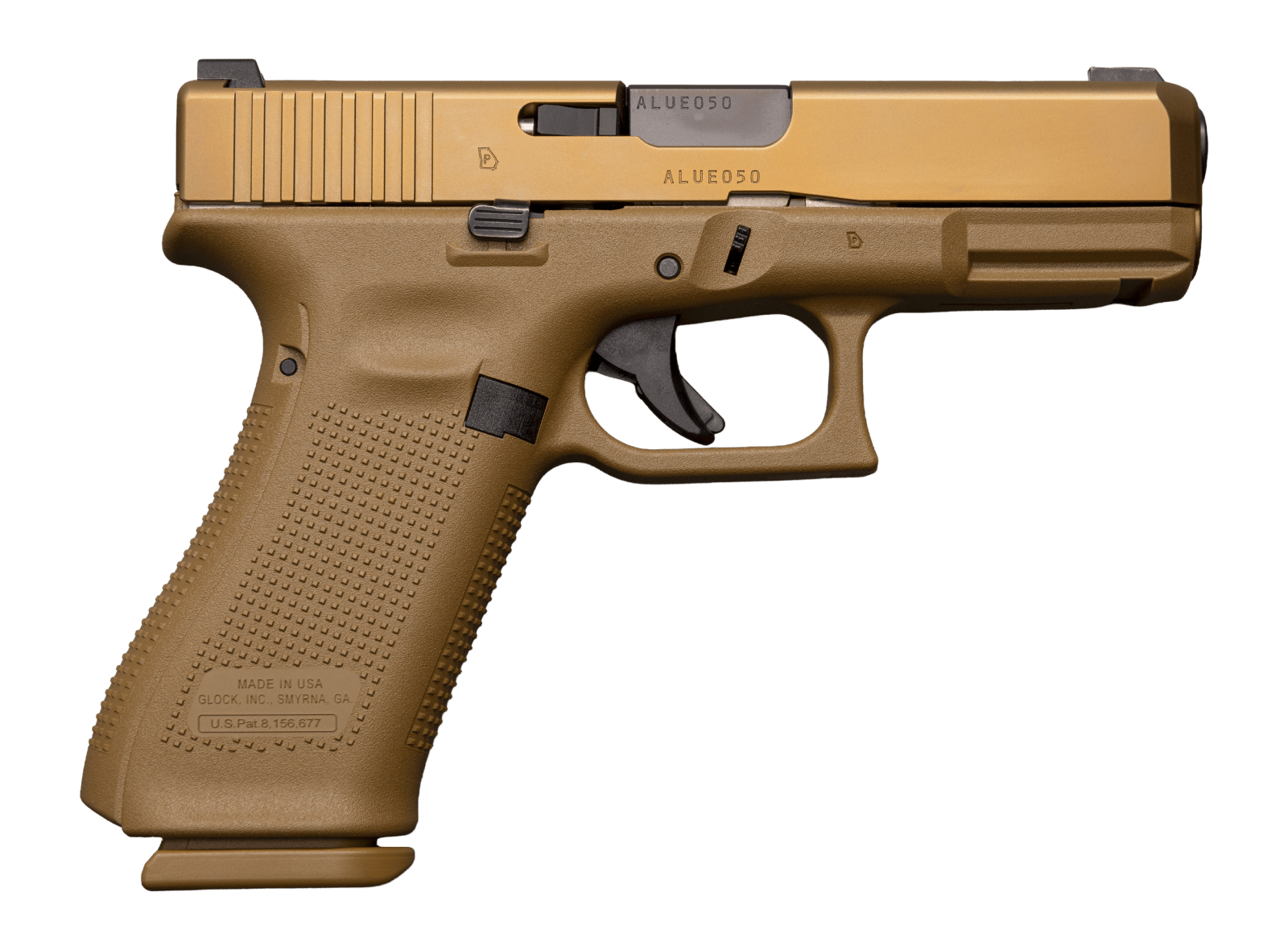 Glock PV1950703X G19X V Standard Frame 9mm Luger 17+1 4.02" Black GMB Barrel, Coyote nPVD Steel Serrated Slide & Polymer Frame, Textured Polymer Grip, Ambidextrous