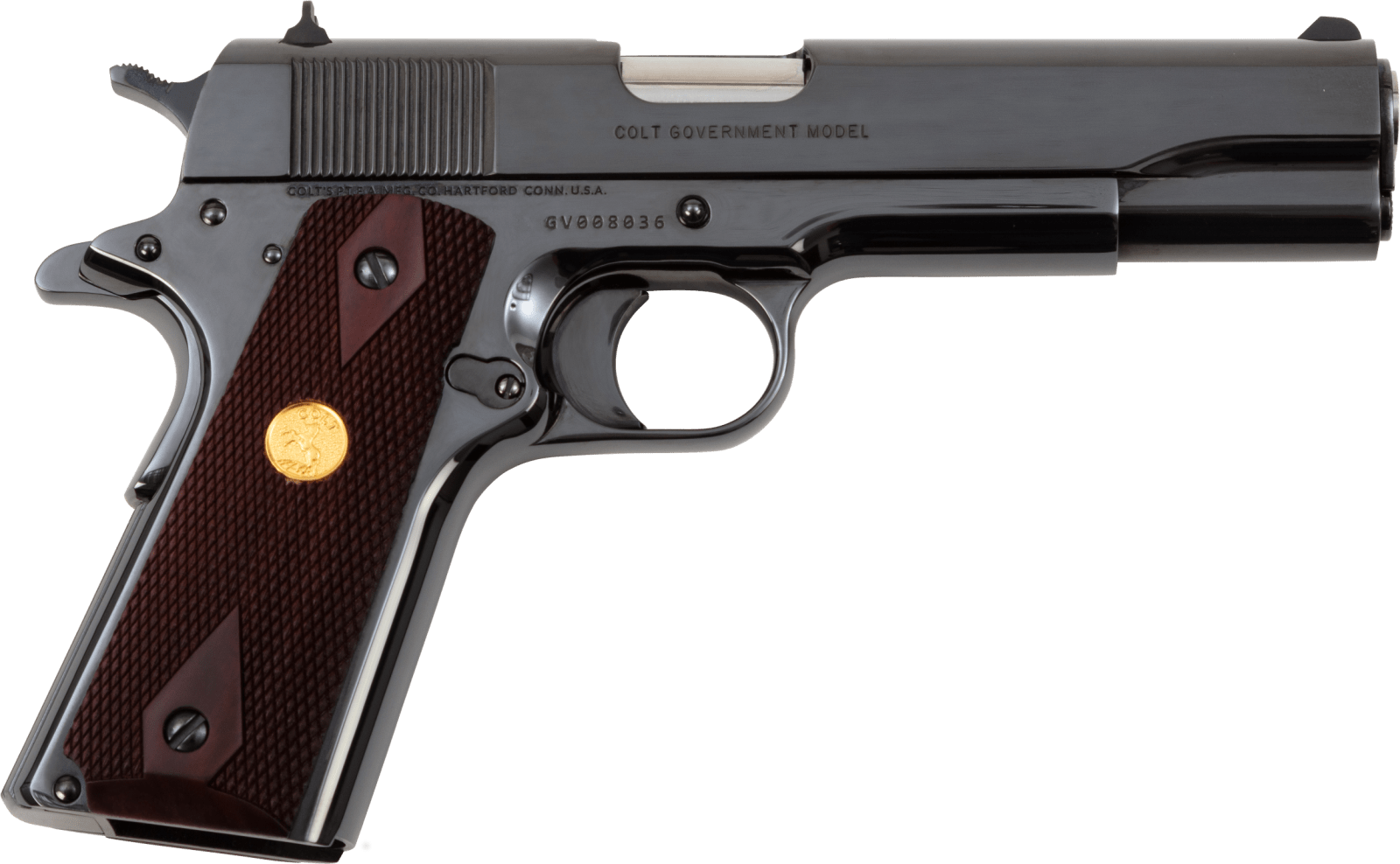 Colt Mfg O1911CRB 1911 Government 45 ACP 7+1 5" Stainless National Match Barrel, Polished Blued Serrated Steel Slide & Frame w/Beavertail, Wood Grip