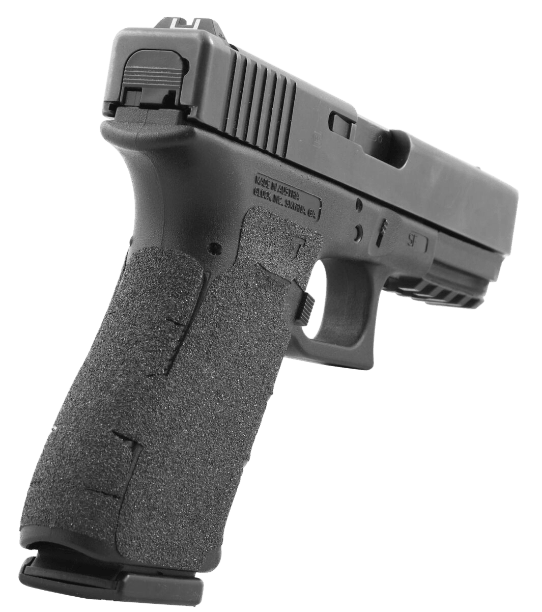 Talon Grips 381G Adhesive Grip  Compatible w/Glock 17/19x/22/24/31/34/35/37/45/47 Gen5 w/Large Backstrap, Black Textured Granulate