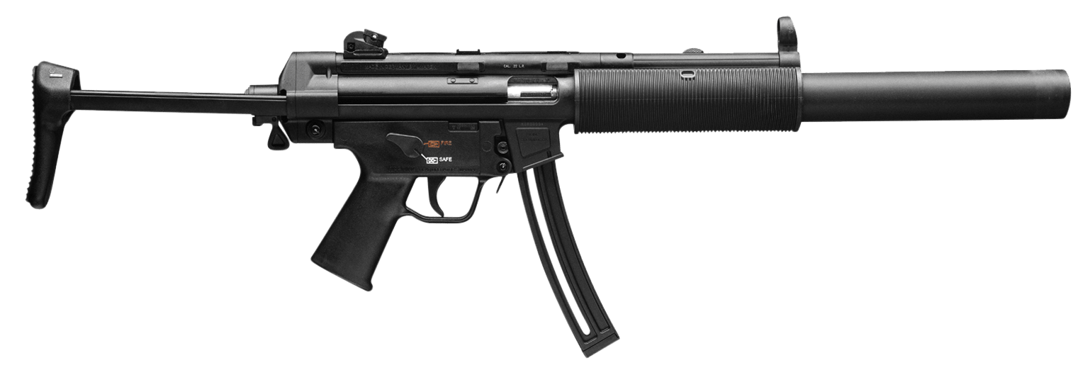 HK 81000468 MP5  Full Size 22 LR 25+1 16.10" Black Steel Barrel. Black Retractable Black Polymer Stock & Grips