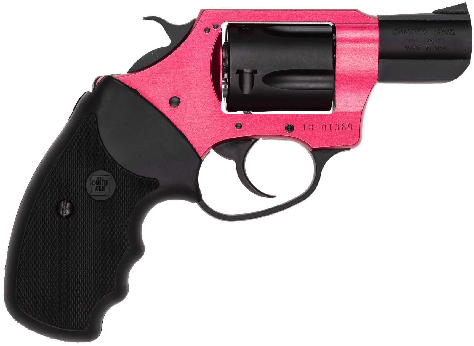 Charter Arms 53824 Undercover Lite Small 38 Special, 5 Shot 2" Black Passivate Stainless Steel Barrel & Cylinder, Red Aluminum Frame w/Black Finger Grooved Rubber Grip, Exposed Hammer