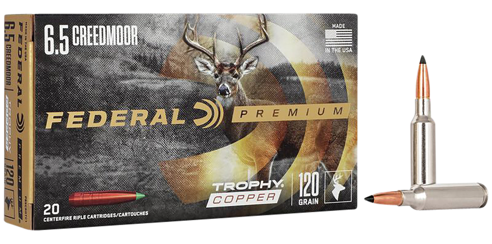 Federal P65CRDTC1 Premium 6.5Creedmoor 120gr Trophy Copper 20 Per Box/10 Case