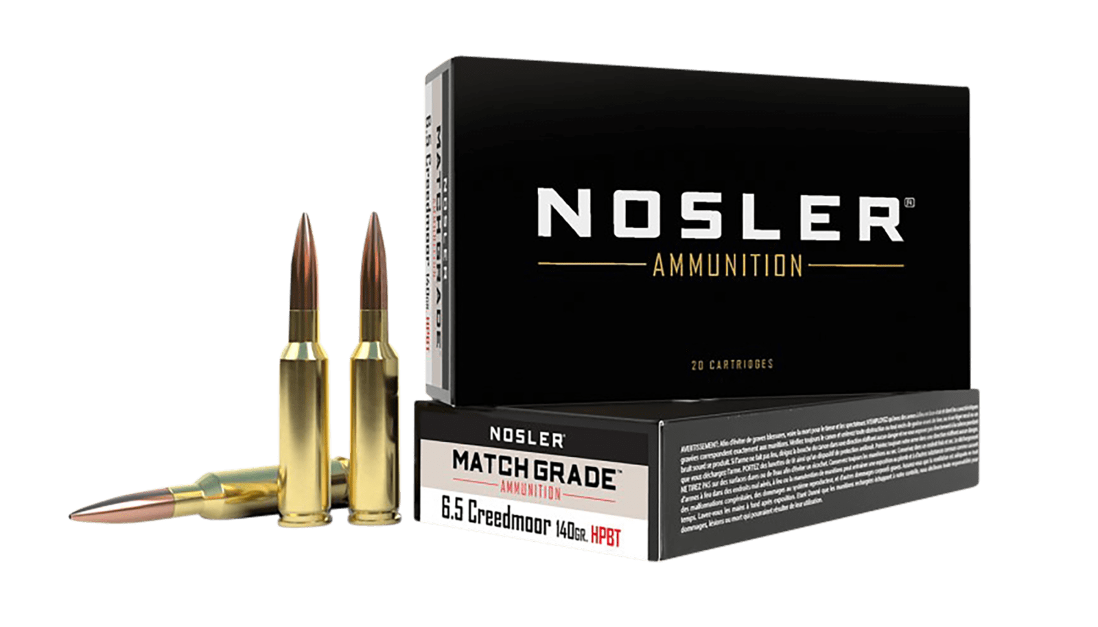 Nosler 43455 Match Grade  6.5Creedmoor 140gr Custom Competition Hollow Point Boat Tail 20 Per Box/10 Case