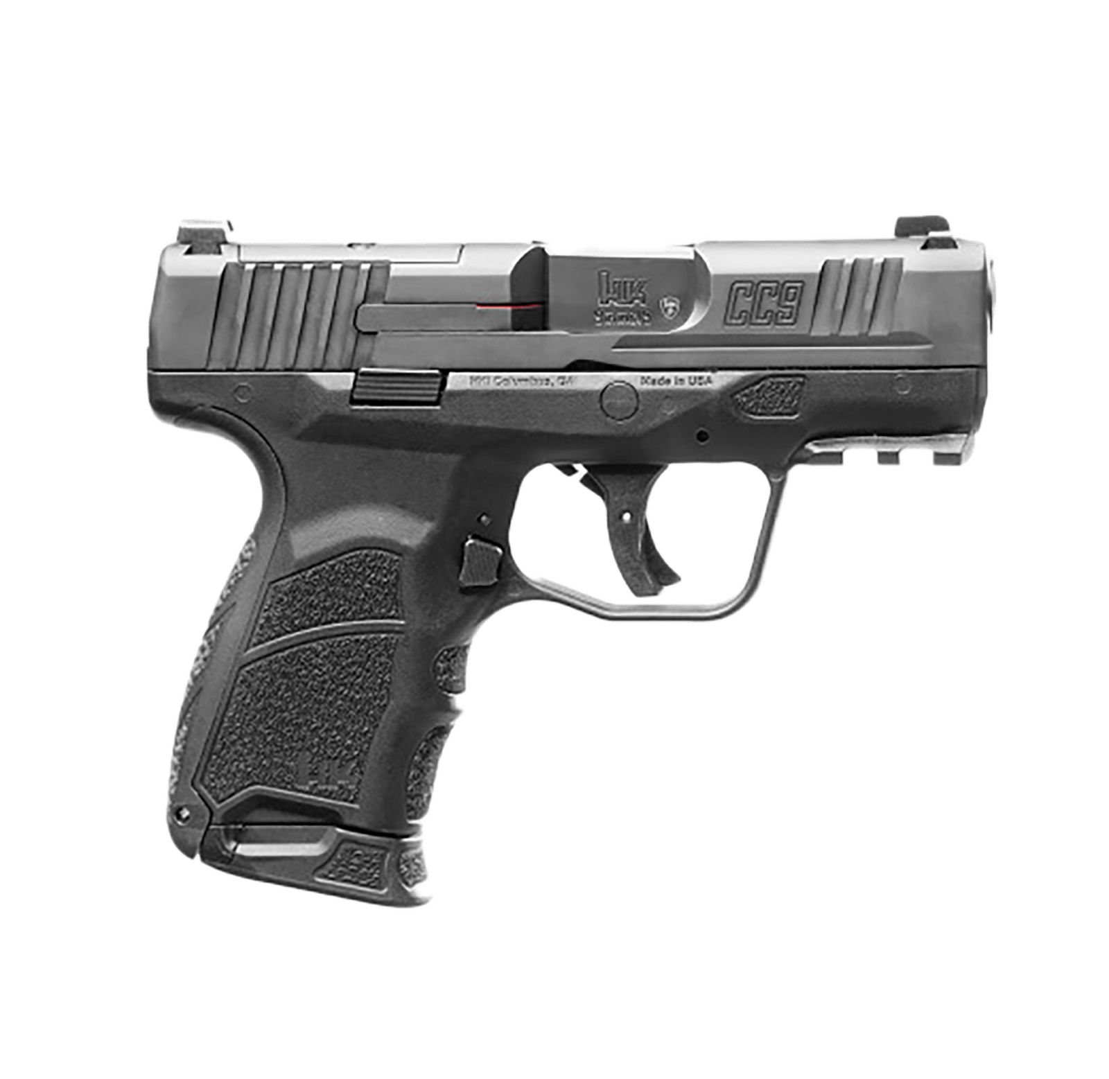HK 81000550 CC9 9mm Luger 10+1/12+1 3.32" Black Polygonal Rifled Barrel, Optic Ready/Serrated Steel Slide, Polymer Frame w/Picatinny Rail, Black Interchangeable Backstrap Grip
