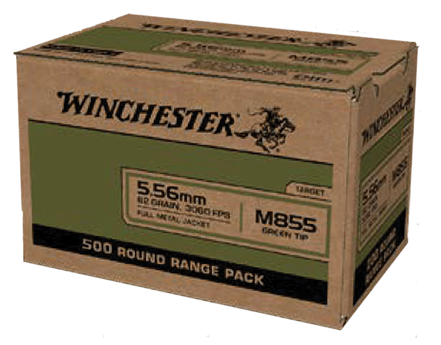 Winchester Ammo WM855500 USA M855 Green Tip 5.56x45mmNATO 62gr Full Metal Jacket 500 Per Box/2 Case