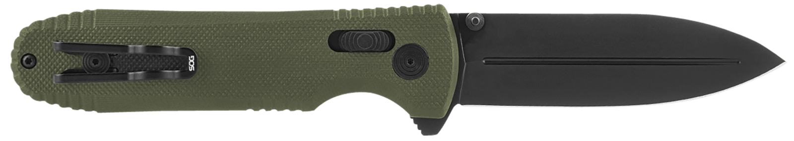 S.O.G SOG12610257 Pentagon XR 3.60" Folding Spear Point Plain Black TiNi Cryo CTS XHP Blade/OD Green G10 Handle Includes Pocket Clip
