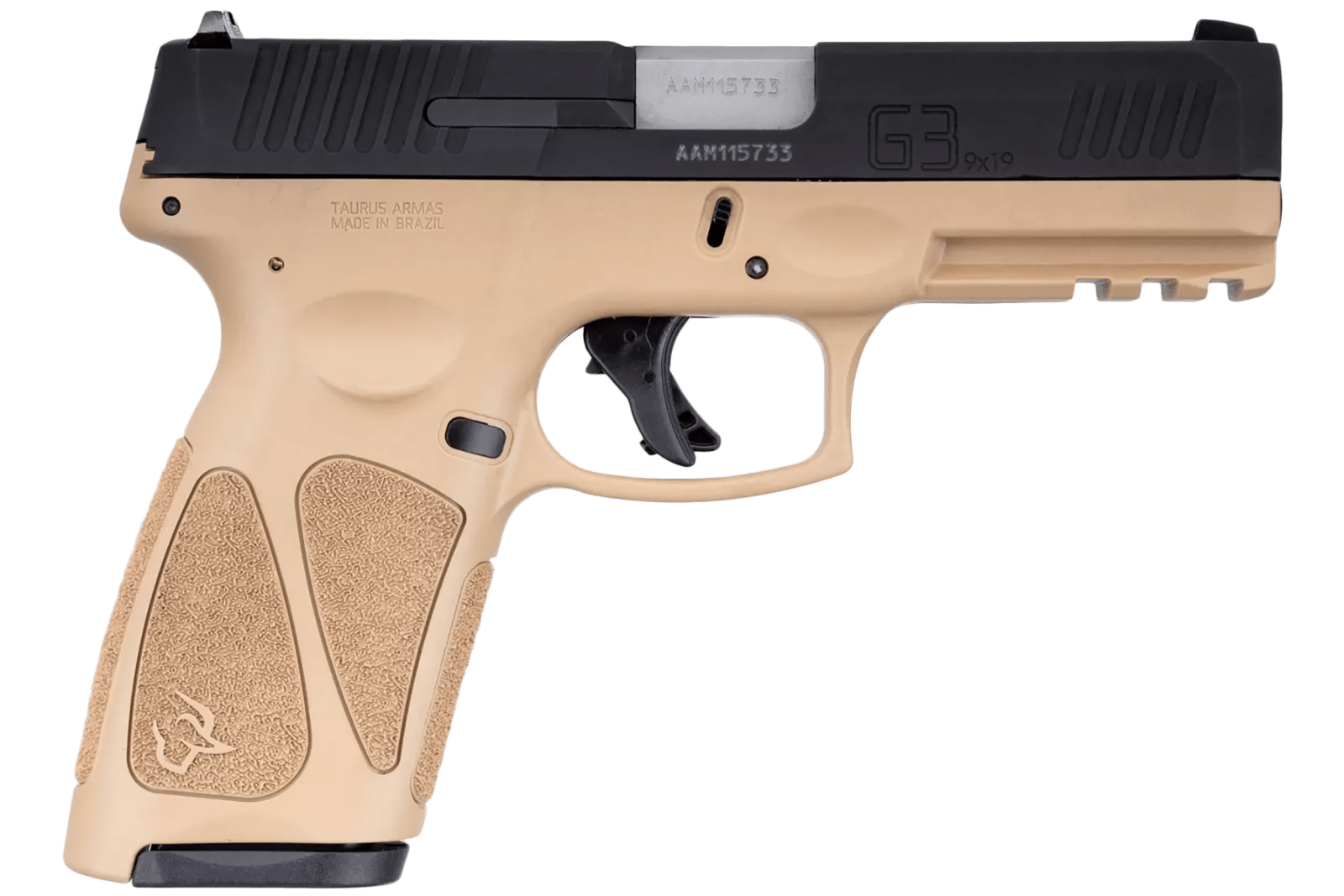 Taurus 1G3B941T G3  9mm Luger 15+1 Or 17+1 4" Matte Stainless Steel Barrel, Tan Polymer Frame With Picatinny Acc. Rail, Tenifer Matte Black Steel Slide, Re-Strike Capability, Manual Safety