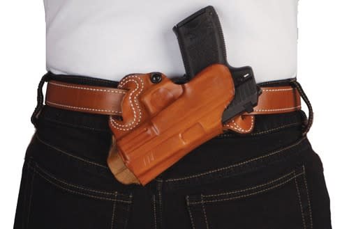 DESANTIS SMALL OF BACK HOLSTER RH OWB LTHR FOR GLOCK 17/19 TN
