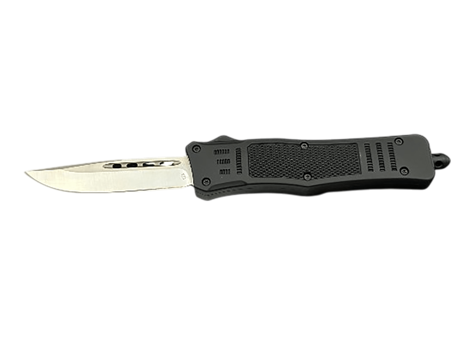 Steel River Knives MT618BULDP MT618 Ultralight 3.25" OTF Drop Point Plain Polished D2 Steel Blade, 4.25" Black Aluminum Handle