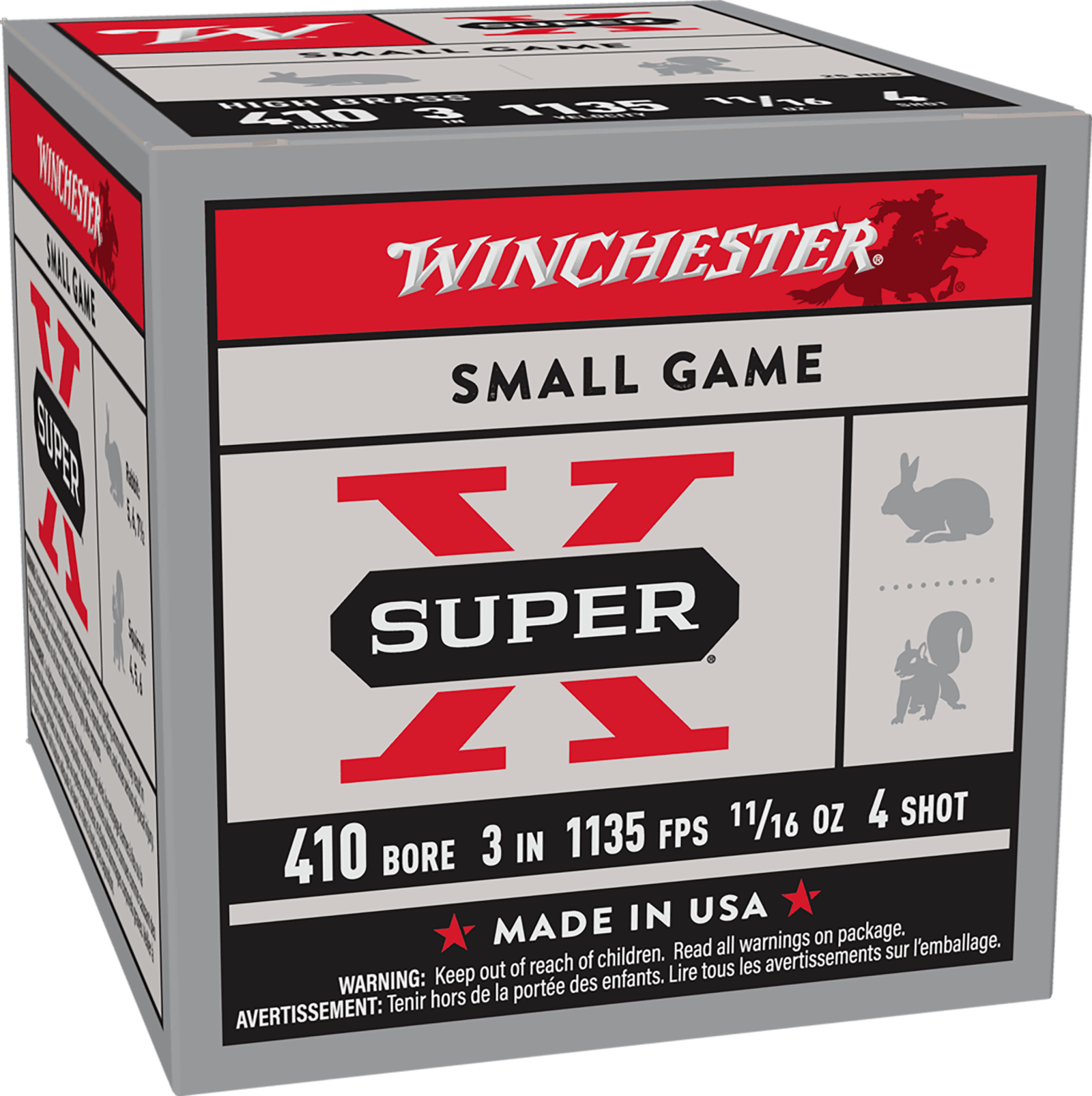 Winchester Ammo X4134 Super X Heavy Game Load High Brass 410Gauge 3" 11/16oz 4Shot 25 Per Box/10 Case