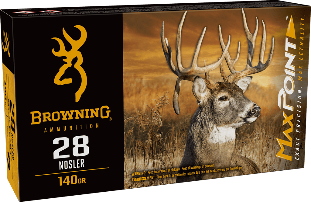 Browning Ammo B192100282 Max Point  28Nosler 140gr 20 Per Box/10 Case