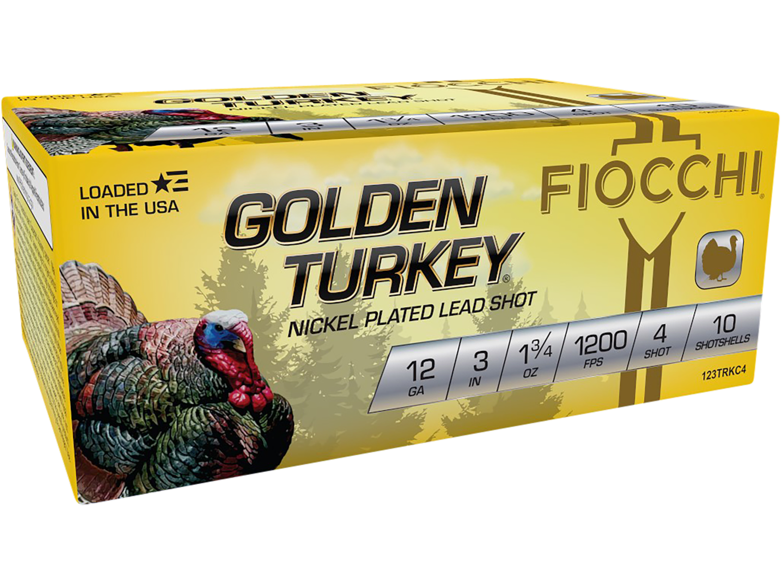 Fiocchi 123TRKC4 Golden Turkey  12Gauge 3" 1 3/4oz 4Shot 10 Per Box/10 Case