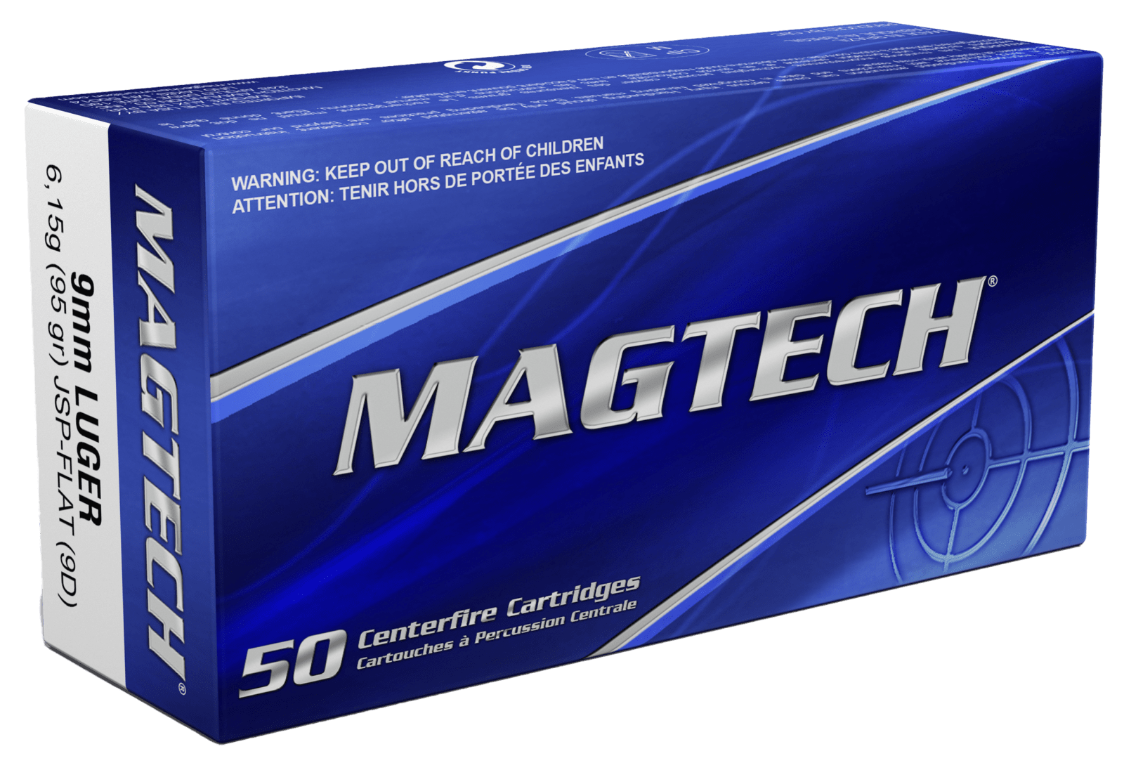 Magtech 9D Range/Training  9mmLuger 95gr Jacketed Soft Point Flat 50 Per Box/20 Case