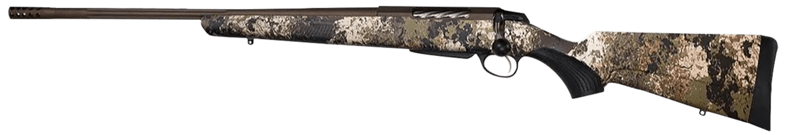 Tikka JRTXVW482 T3x Lite 6.5 Creedmoor 3+1 24.30" Fluted/Threaded, Midnight Bronze Cerakote Barrel/Rec, Veil Wideland Synthetic Stock, Interchangeable Grip, Muzzle Brake Left Hand
