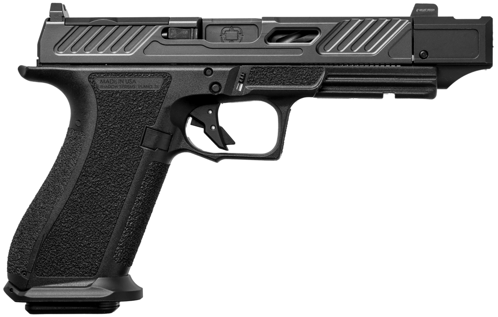 Shadow Systems SS2240CA DR920P Elite 9mm 10+1 Black Black Nitride Optic Cut/Serrated/Window Cut Stainless Steel Slide Black Black Interchangeable Backstrap Grip *CA Compliant