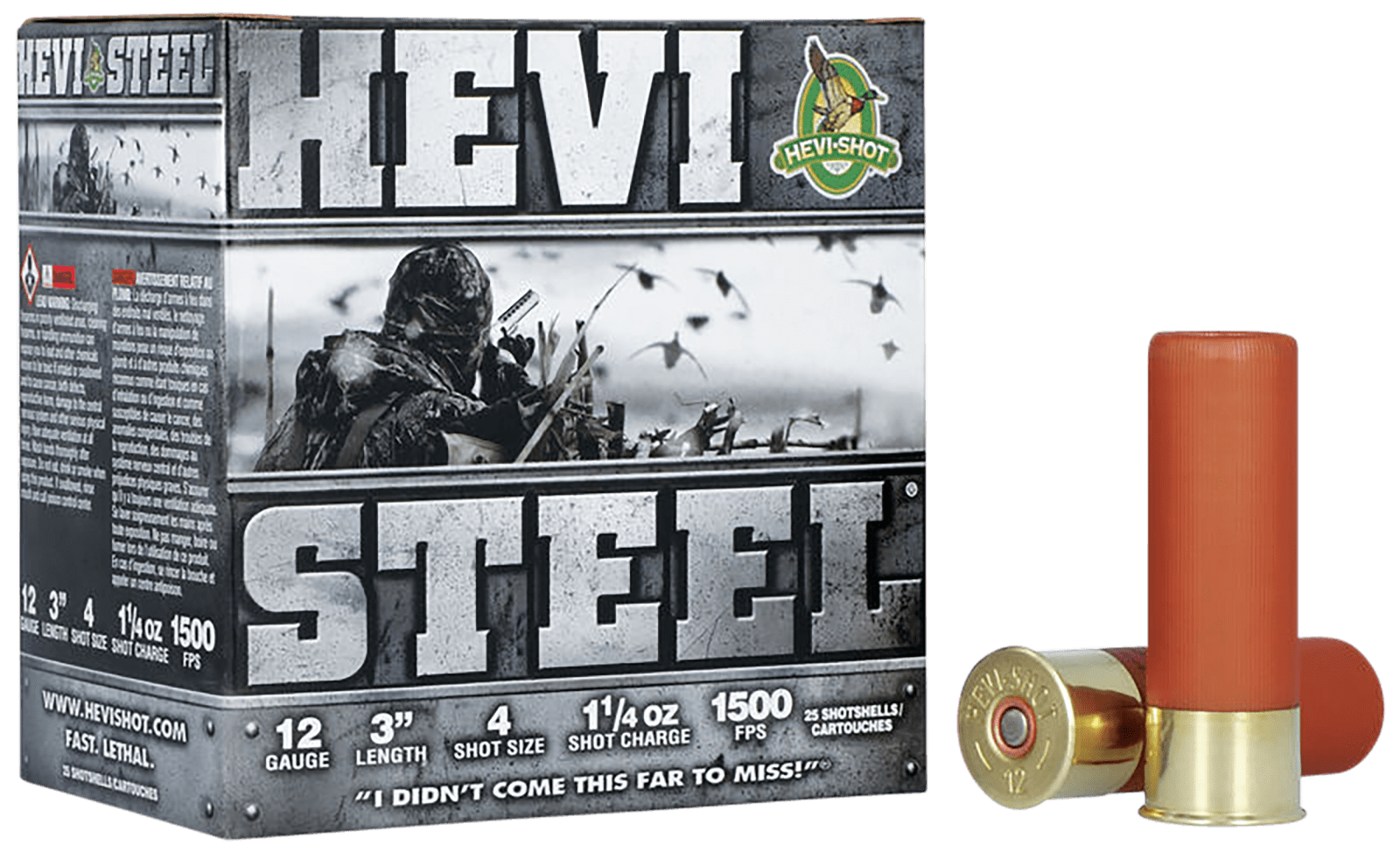 HEVI-Shot HS60004 HEVI-Steel  12Gauge 3" 1 1/4oz 4Shot 25 Per Box/10 Case
