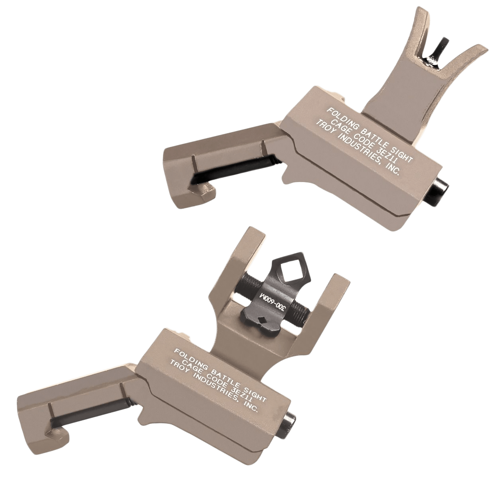Troy Ind SSIG-45S-MDFT-00 45 Degree Offset Battlesight Set  Flat Dark Earth Anodized M4 Front & Dioptic Rear