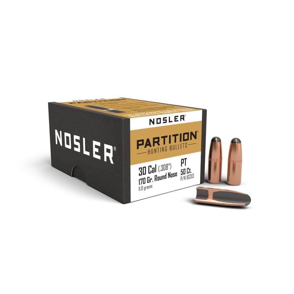 Nosler Partition Rifle Bullets .30 cal .308" 170 gr RN 50/ct
