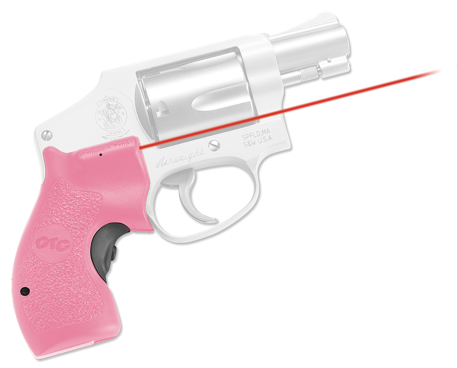 Crimson Trace 0134801 Lasergrips  Fits S&W J-Frame Round Butt, Red Laser 633nM Wavelength 5mW Output, Pink Polymer
