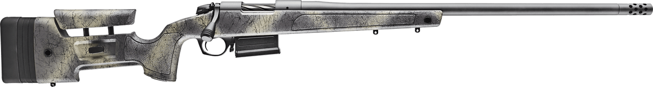 Bergara Rifles B14LM3613 B-14 Wilderness HMR 7mm PRC 5+1 24" Threaded, Sniper Gray Cerakote Barrel/Rec, Adj. SoftTouch Woodland Camo Stock with Mini-Chassis, Omni Muzzle Brake