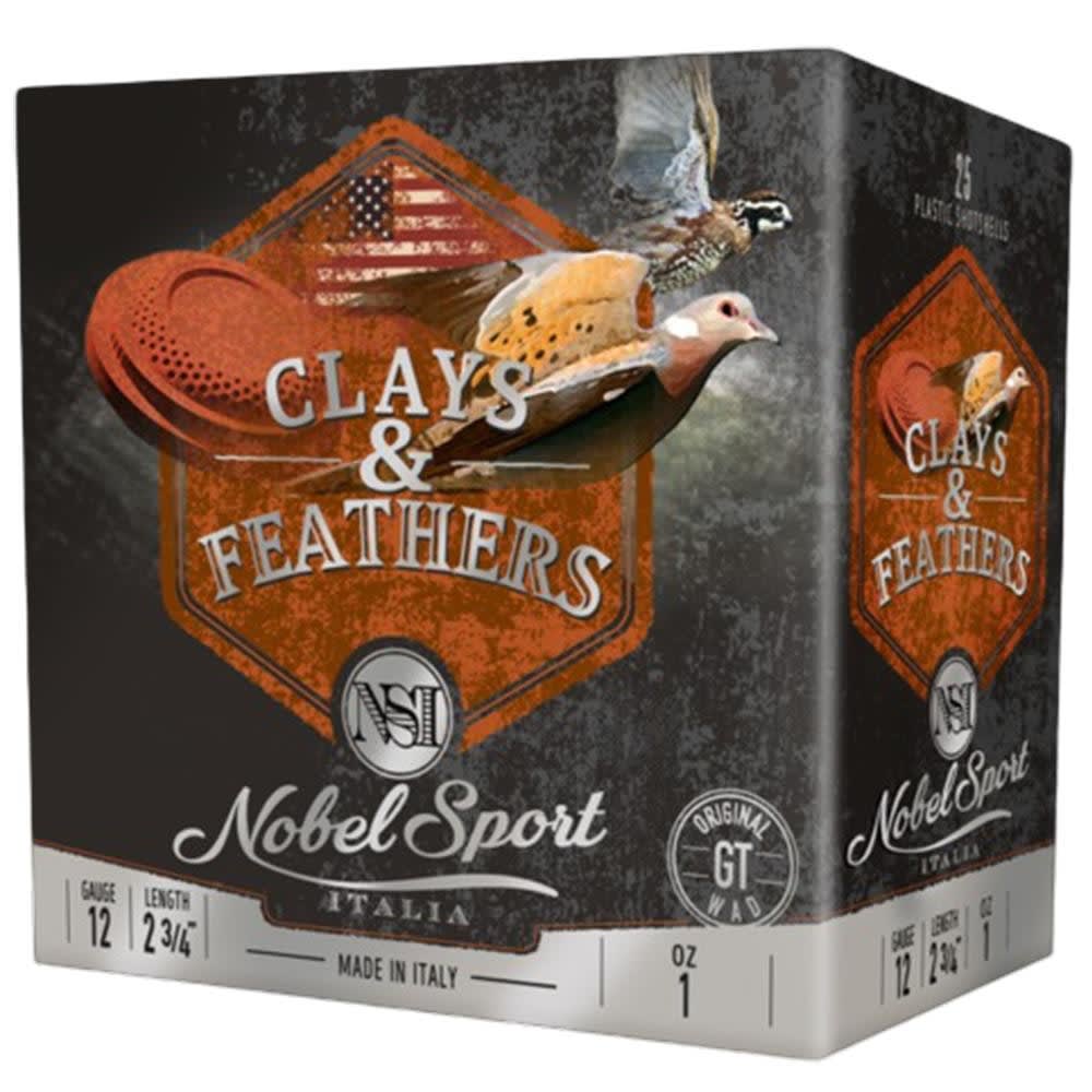 Nobel Sport Clays & Feathers Shotshells 12ga 2-3/4" 1oz 1300 fps #8 25/ct