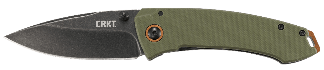 CRKT 2520 Tuna  3.22" Folding Plain Stonewashed 8Cr14MoV SS Blade Black/Green G10/SS Handle Includes Pocket Clip