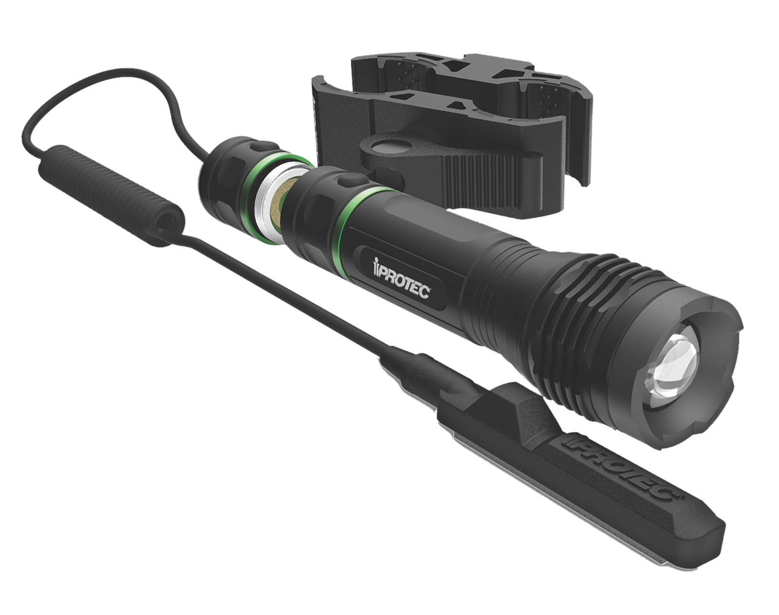 iProtec 665 LG 250 250 Lumen Green Firearm Light with Long Gun Mount  Black Anodized 25/250 Lumens Green   LED Light