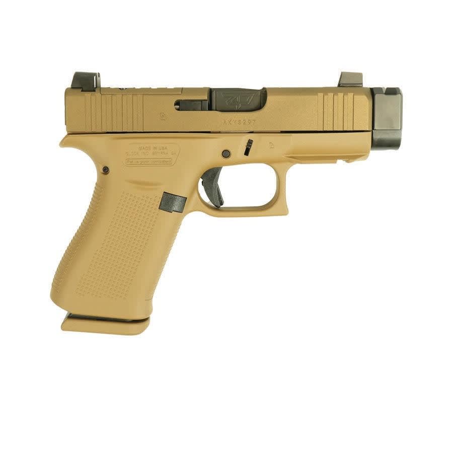 Glock 43X MOS FDE Handgun 9mm Luger 10rd Magazines(2) 3.4" Barrel Compensator Accessory Rail USA Made Suppressor Height Sights