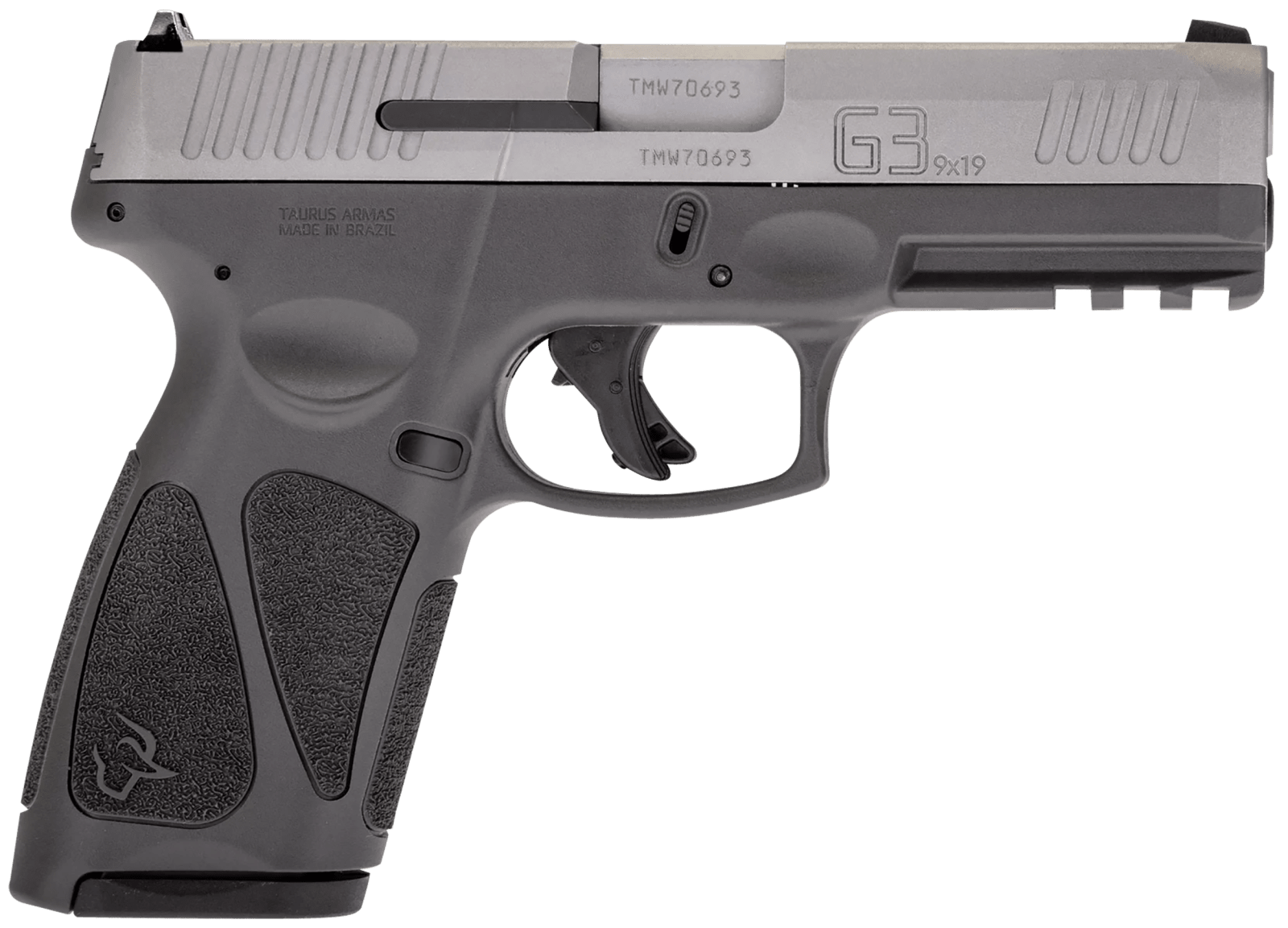 Taurus 1G3B949G G3  Full Size Frame 9mm Luger 15+1/17+1 4" Matte Stainless Steel Barrel, Matte Serrated Stainless Steel Slide, Gray Polymer Frame w/Picatinny Rail, Polymer Grip, Right Hand