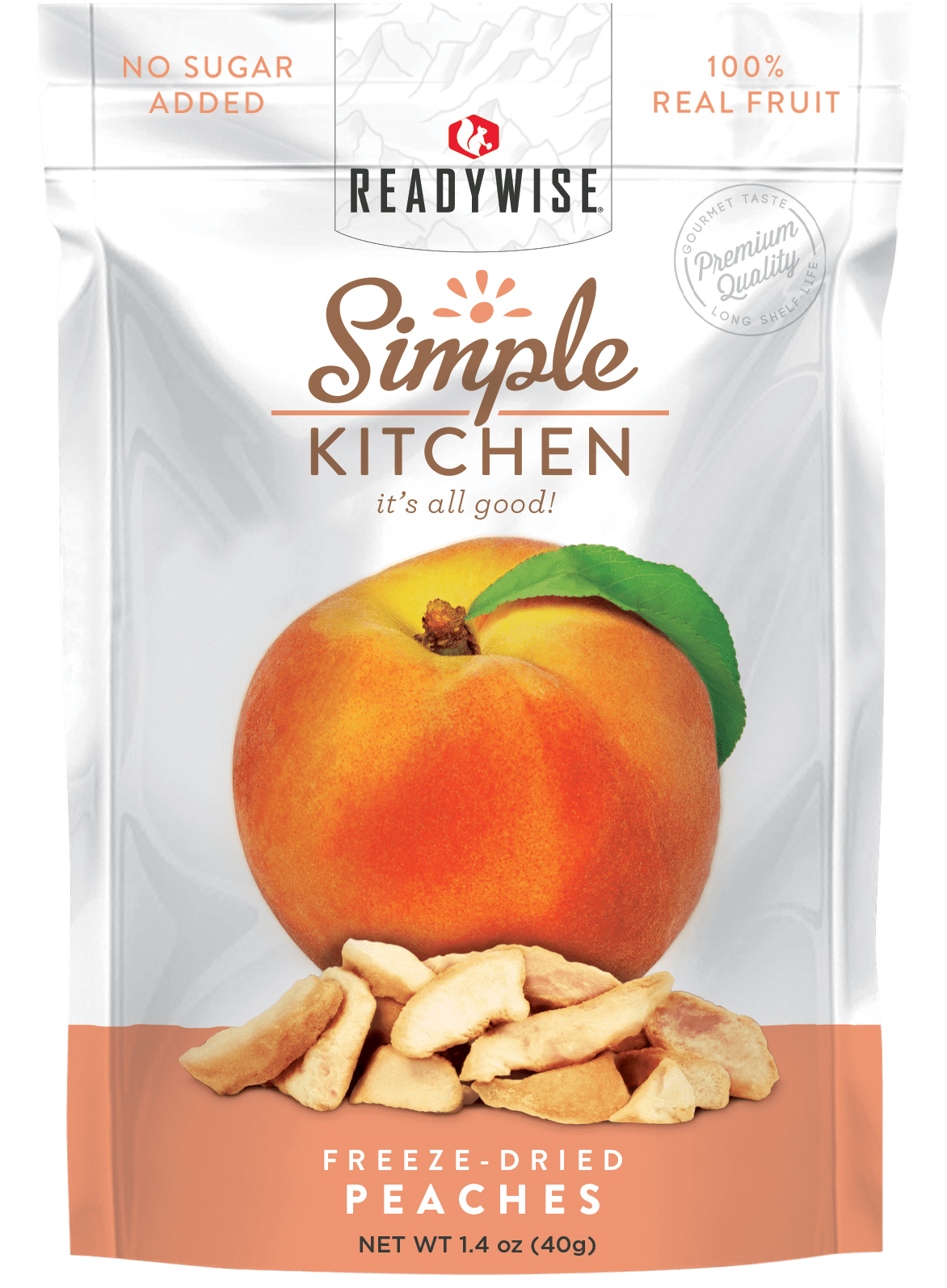 ReadyWise SK05008 Simple Kitchen Freeze Dried Fruit Peaches 1 Serving Pouch 6 Per Case