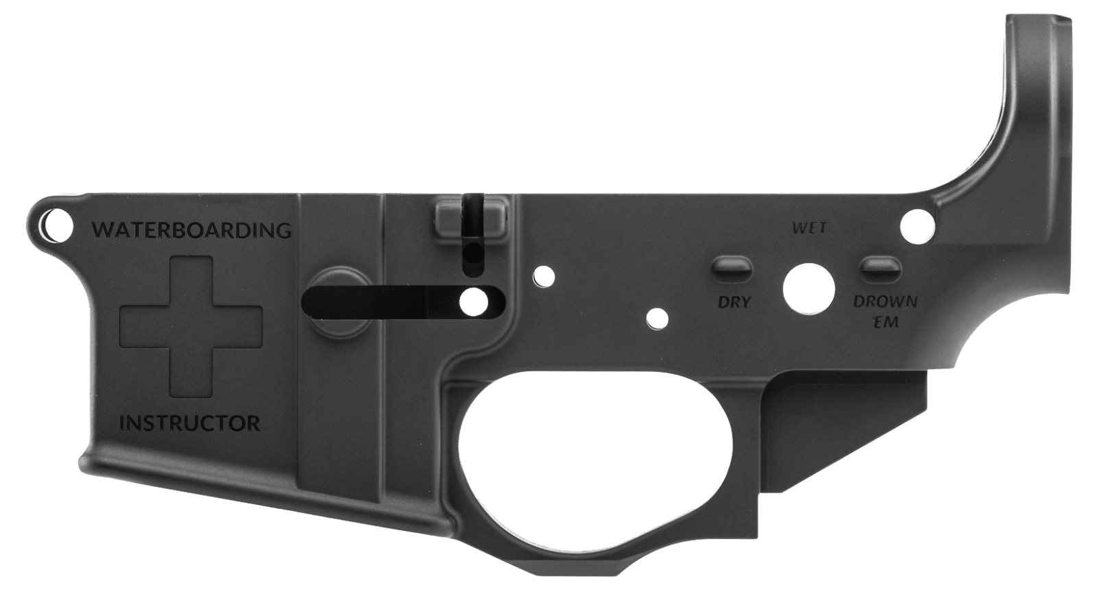 Spikes STLS033 Water Boarding Instructor Stripped Lower Receiver Multi-Caliber 7075-T6 Aluminum Black Anodized for AR-15