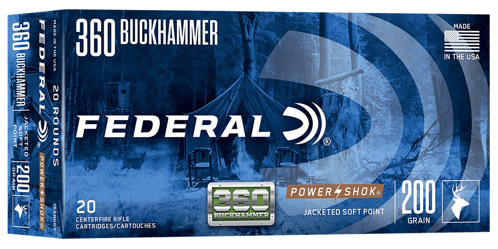 Federal 360BHBS Power-Shok Buckhammer 360Buckhammer 200gr Jacketed Soft Point 20 Per Box/10 Case