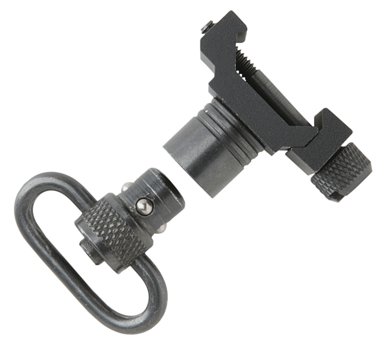 Uncle Mike's 21101 Quick Detach Swivel Set made of Steel with Black Finish, 1" Loop Size & Push Button Style for Picatinny & Weaver-Style Rails