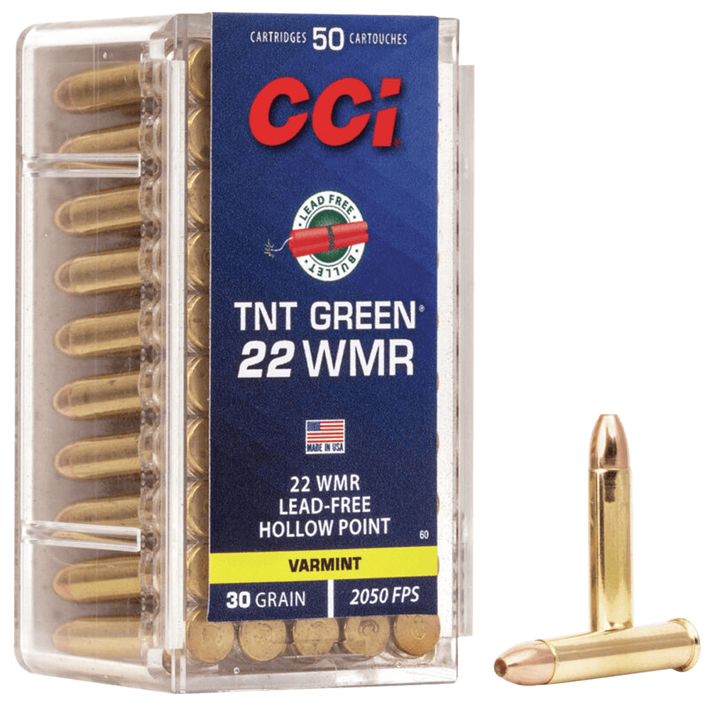 CCI 0060 TNT Green 22WMR 30gr Speer TNT Green Hollow Point 50 Per Box/40 Case
